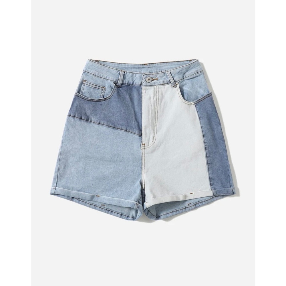 Patchwork Denim Shorts